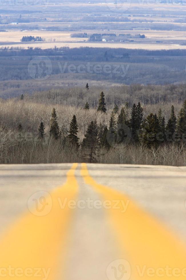 Yellow Linnes Highway Riding Mountain Park Manitoba photo
