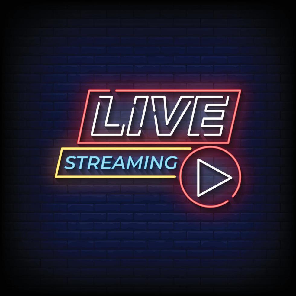 Live Streaming Neon Signs Style Text Vector