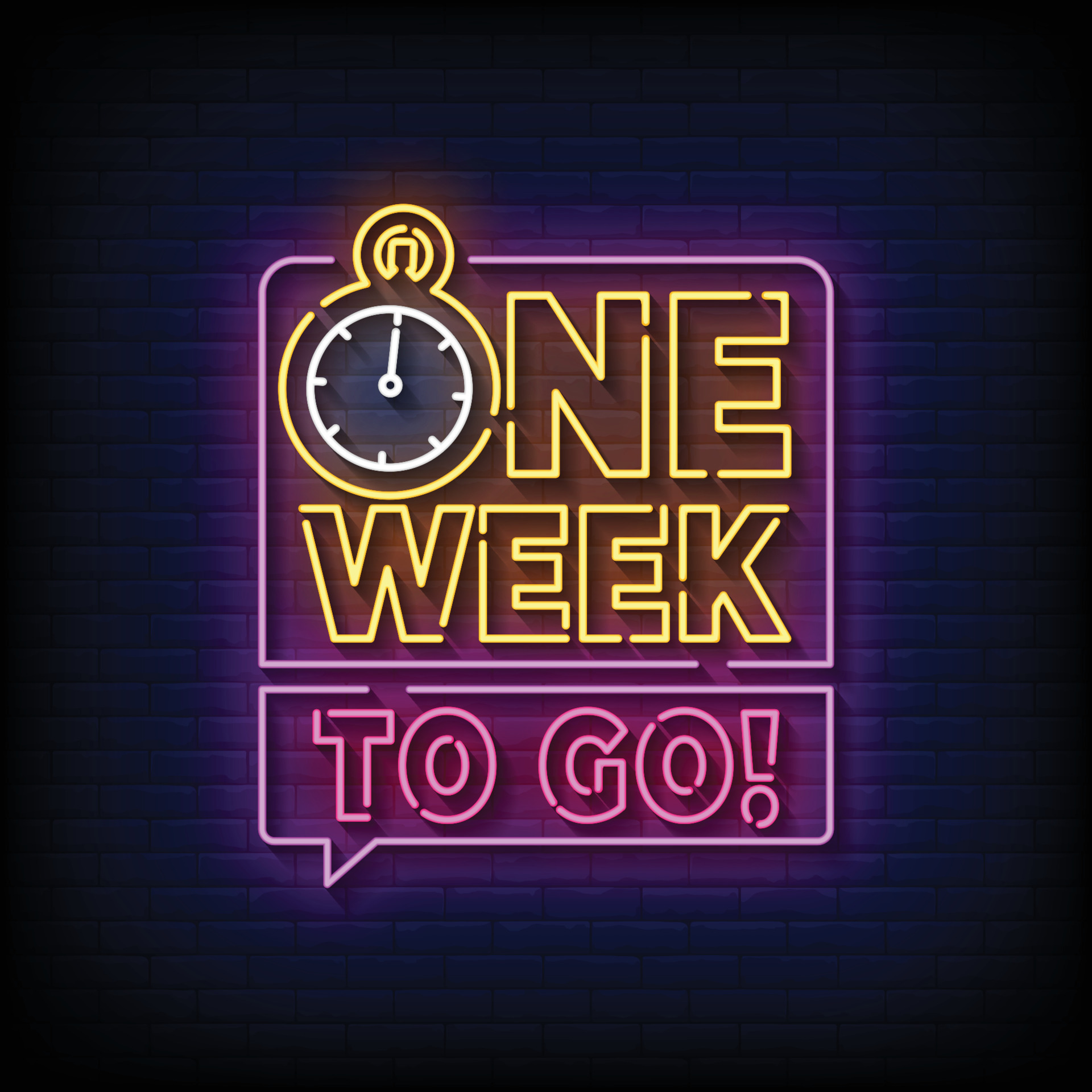 One Week To Go Neon Signs Style Text Vector 6252971 Vector Art at Vecteezy