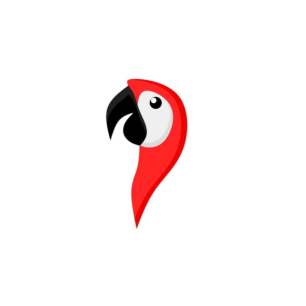 Illustration vector head bird parrots red color