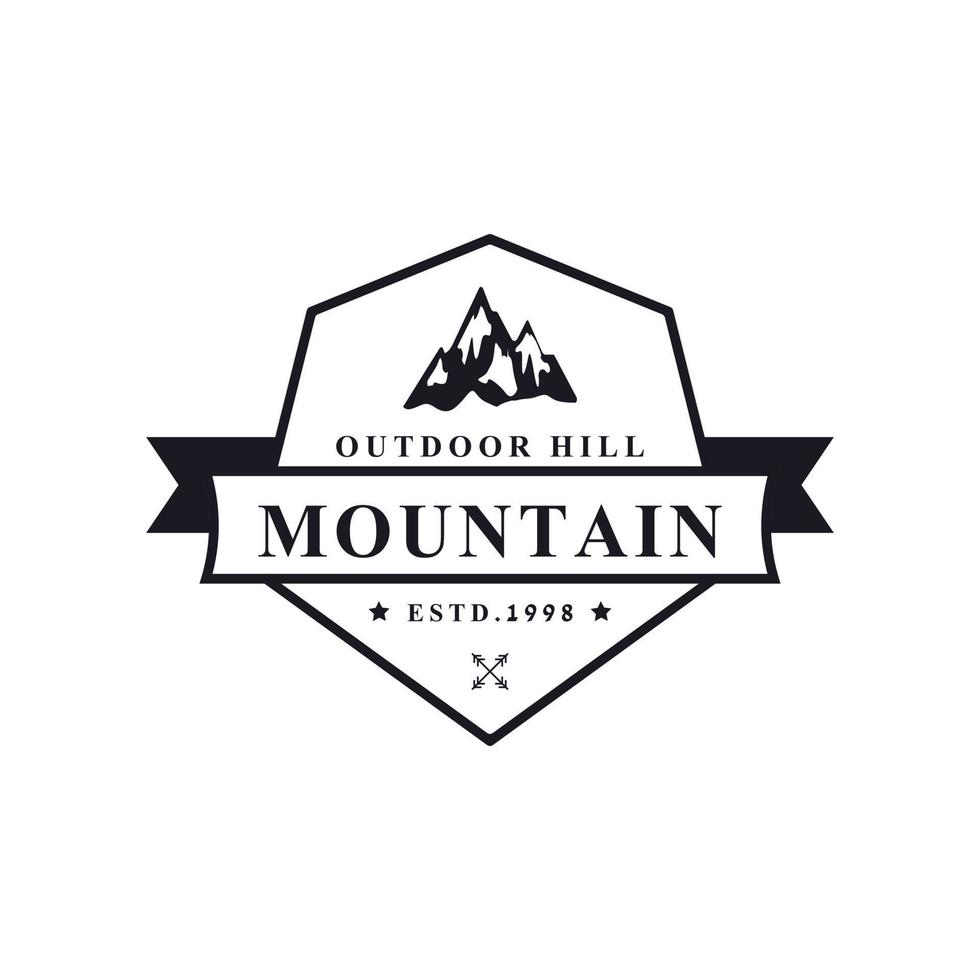 Vintage Retro Badge for Ice Snow Rocky Mountain Symbol. Creek River Mount Peak Hill Nature Logo Emblem vector