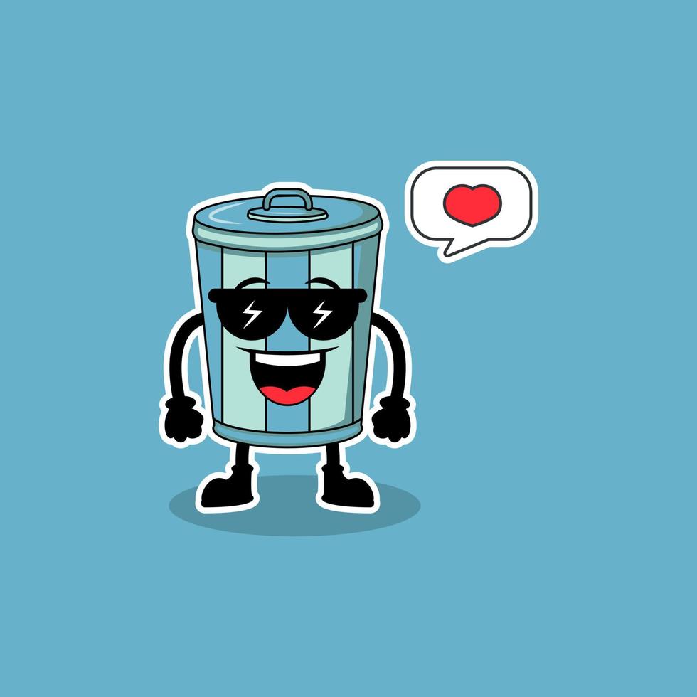 Illustration Vector Graphic Of Mascot Funny Garbage Can, Design Suitable For Mascot Hygiene