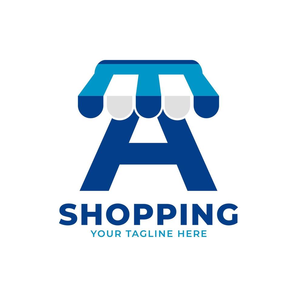 Modern Initial Letter A Shop and Market Logo Vector Illustration. Perfect for Ecommerce, Sale, Discount or Store Web Element