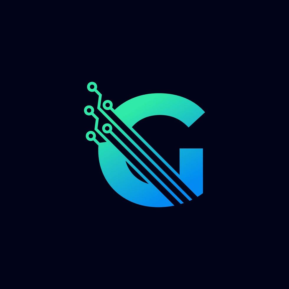 Tech Letter G Logo. Futuristic Vector Logo Template with Green and Blue Gradient Color. Geometric Shape. Usable for Business and Technology Logos.