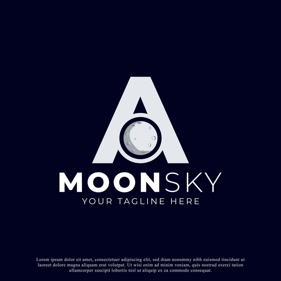 Initial Letter A with Moon Logo Design. White Shape Circle. Usable for Business and Branding Logos vector