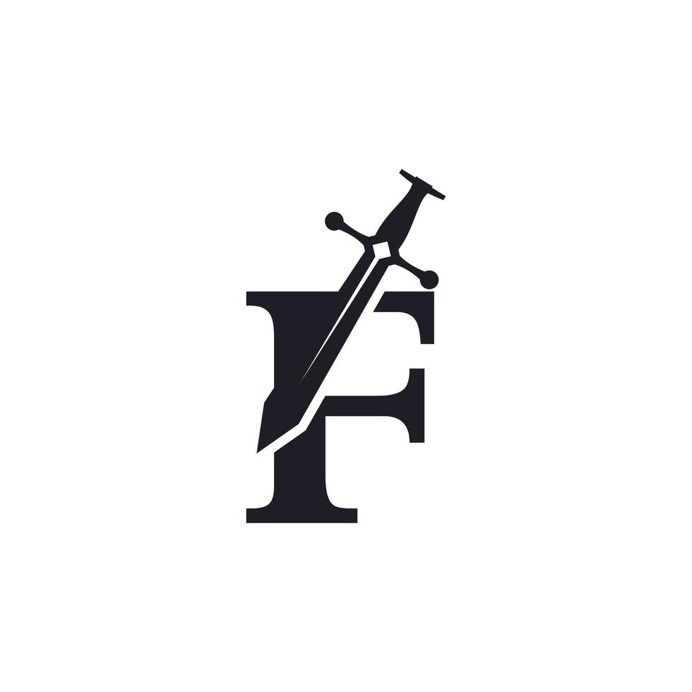 Letter F with Sword Icon Vector Logo Design Template Inspiration