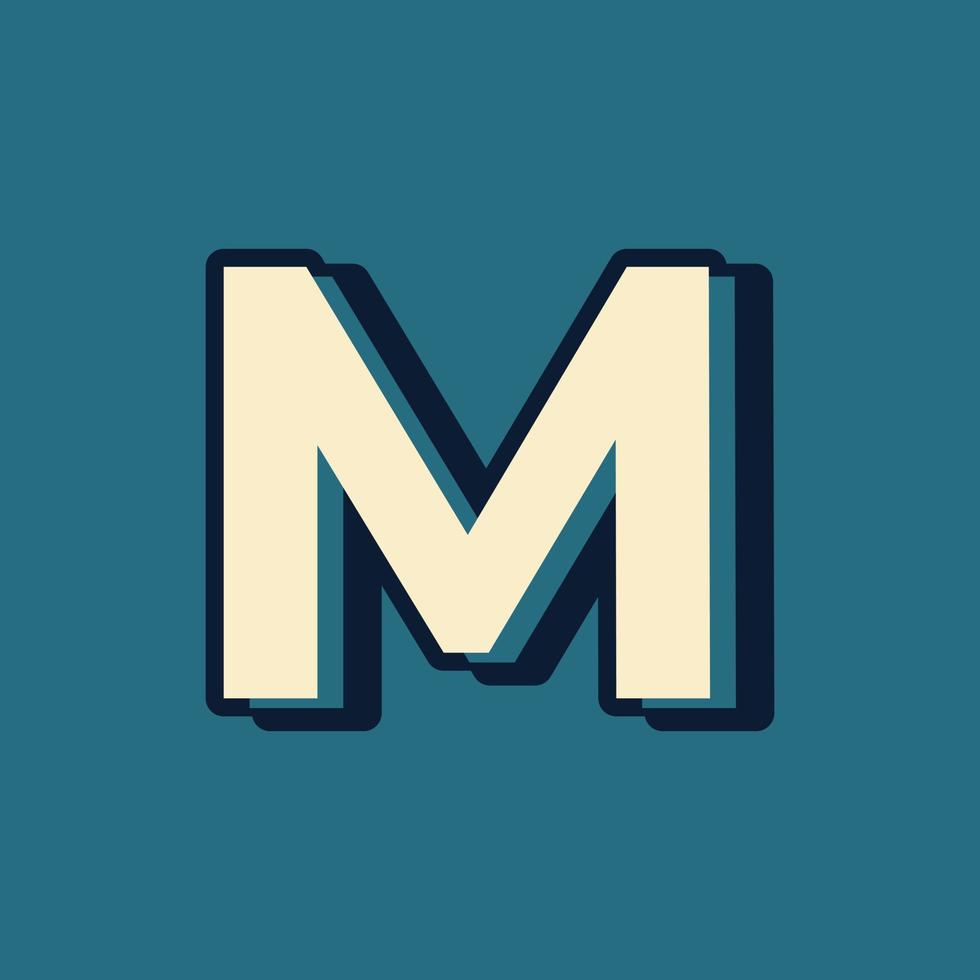 Vintage Retro Style Alphabet Letter M Logo Vector with Uppercase Font Template Element