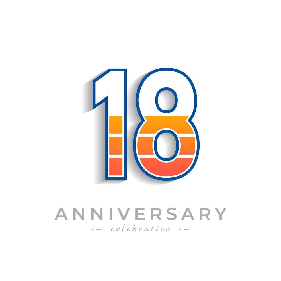 18 Year Anniversary Celebration with Charging Icon Battery for Celebration Event, Wedding, Greeting card, and Invitation Isolated on White Background vector