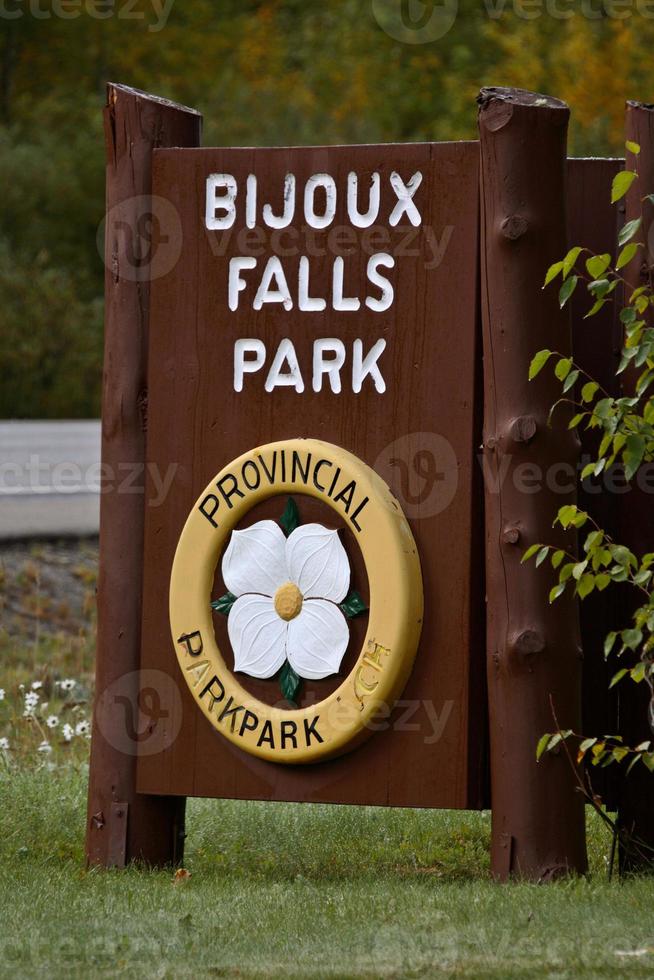 Sign for Bijoux Falls Park in beautiful British Columbia photo