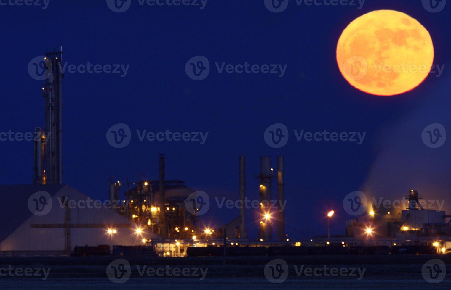 Full moon behind Saskferco potash plant photo