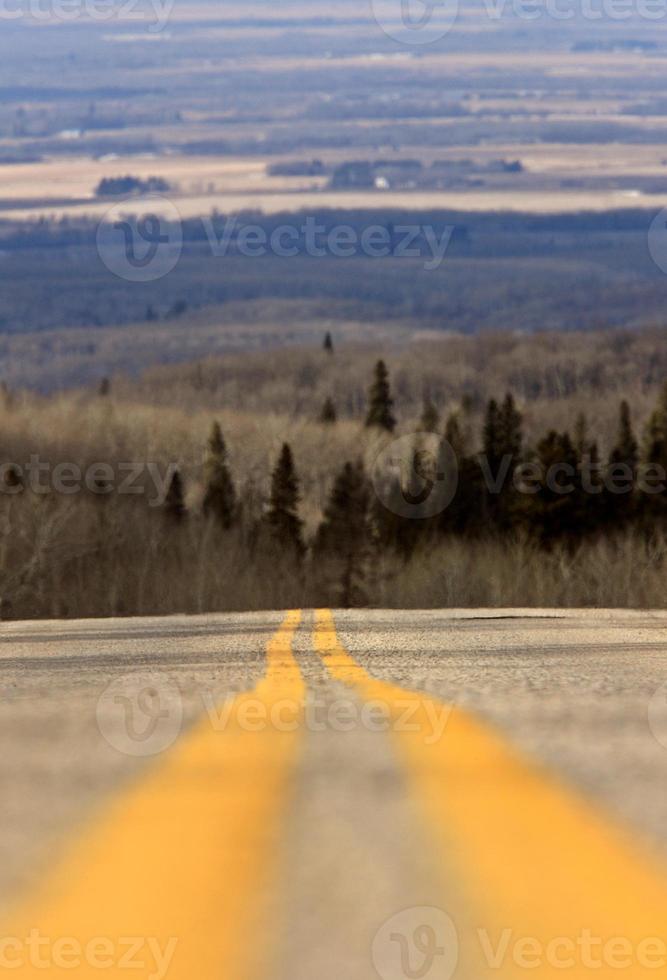 Yellow Linnes Highway Riding Mountain Park Manitoba photo