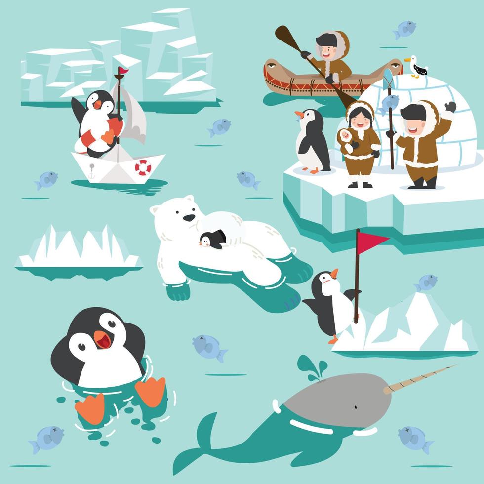 The North pole winter arctic landscape scenery vector