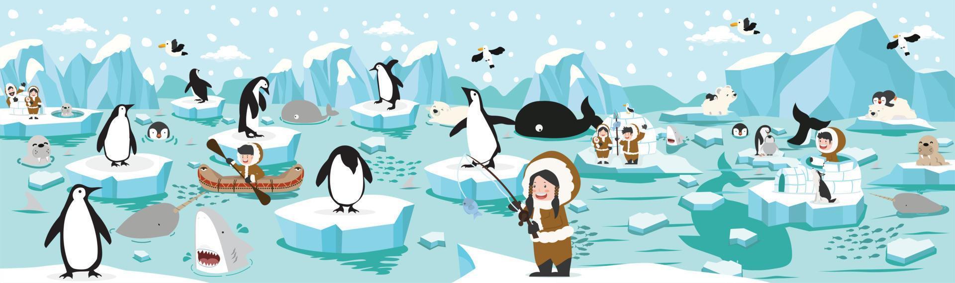 North pole Arctic Cartoon  landscape vector