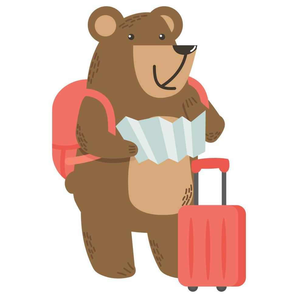 oso de peluche viajando en vacaciones de verano vector