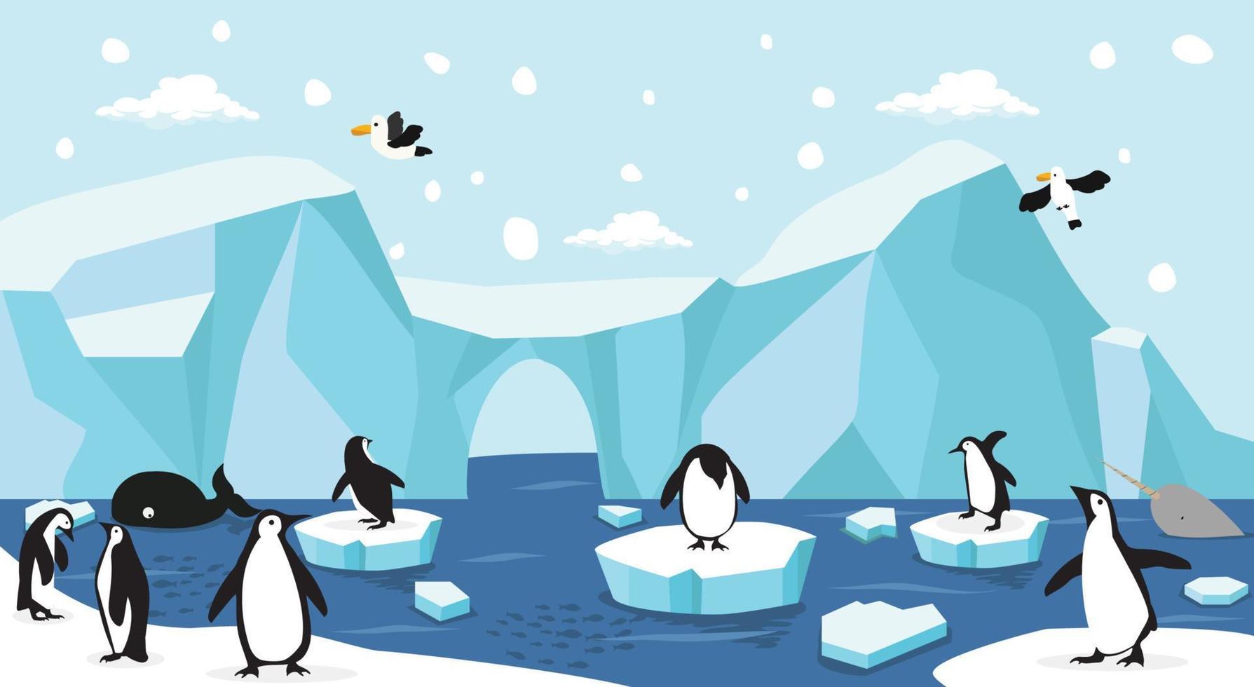 North pole arctic ice landscape vector