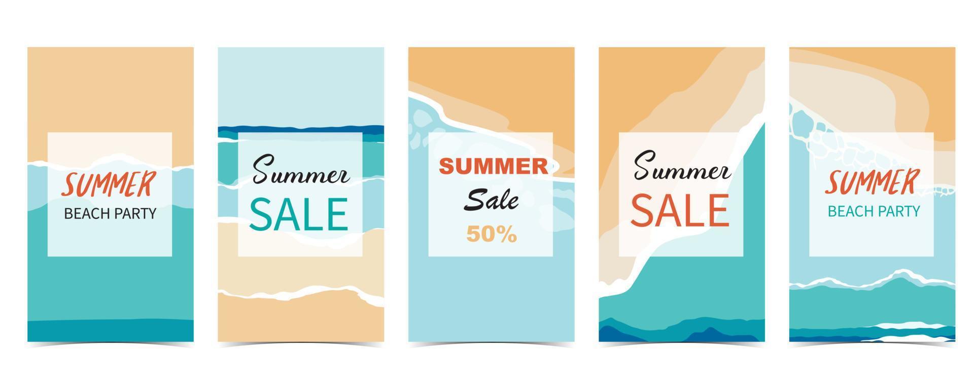 summer sale background for social media story with beach vector