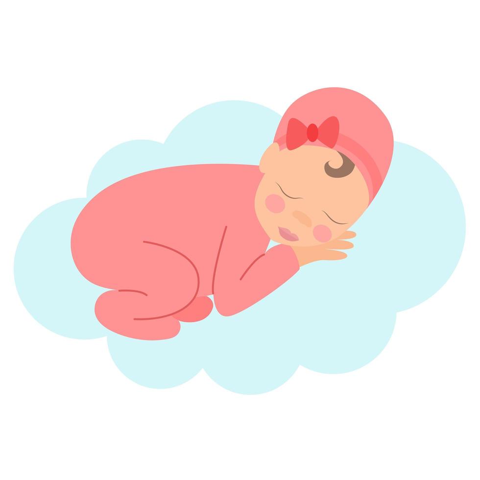 Baby sleeps on air cloud vector