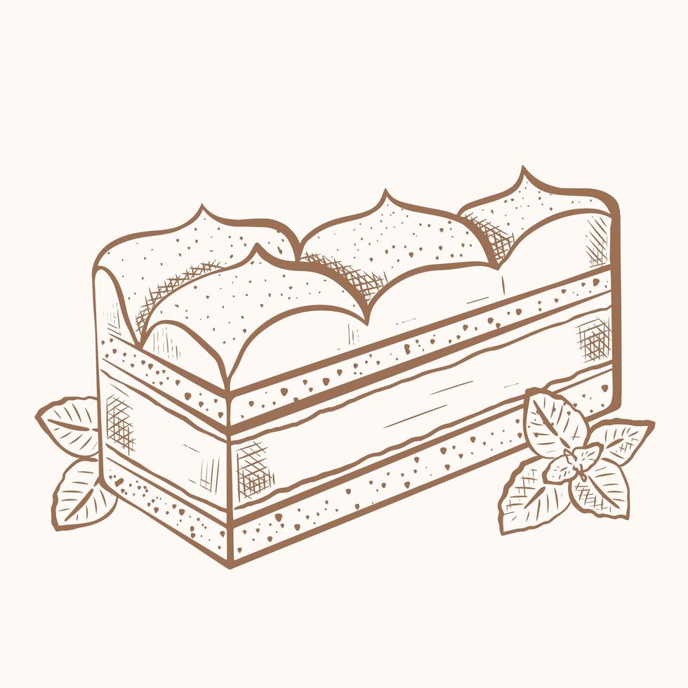 Piece cake hand drawn vintage engraving vector