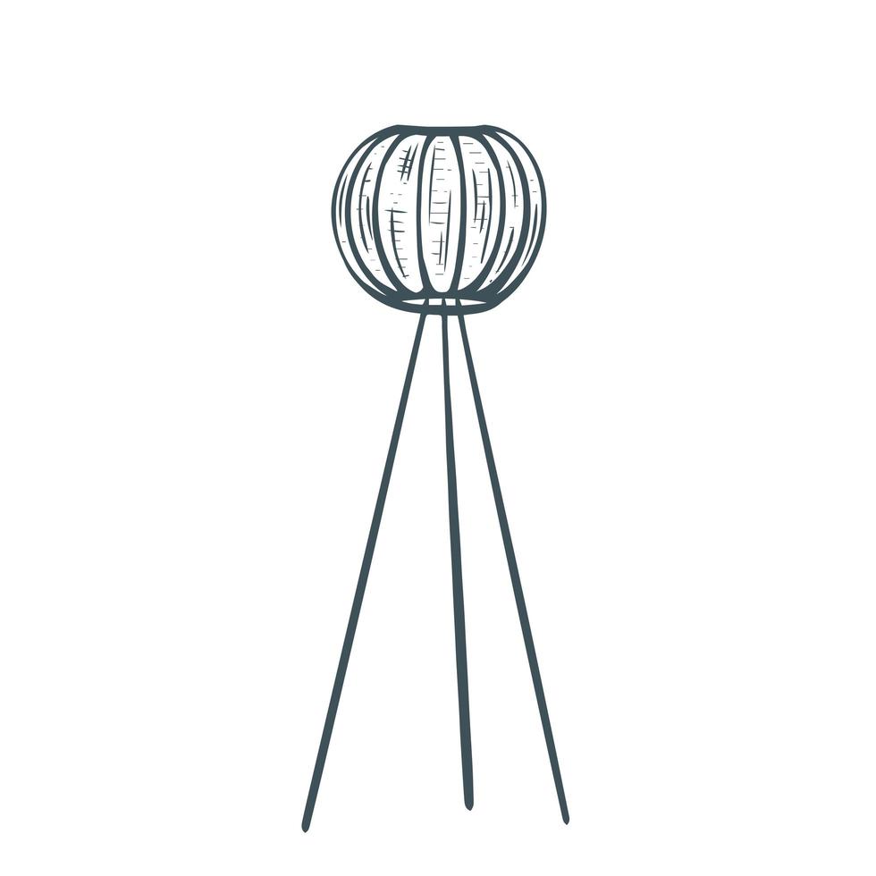 Floor lamp sketch engraving vector