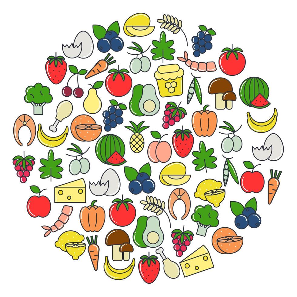 Circle healthy organic food concept vector