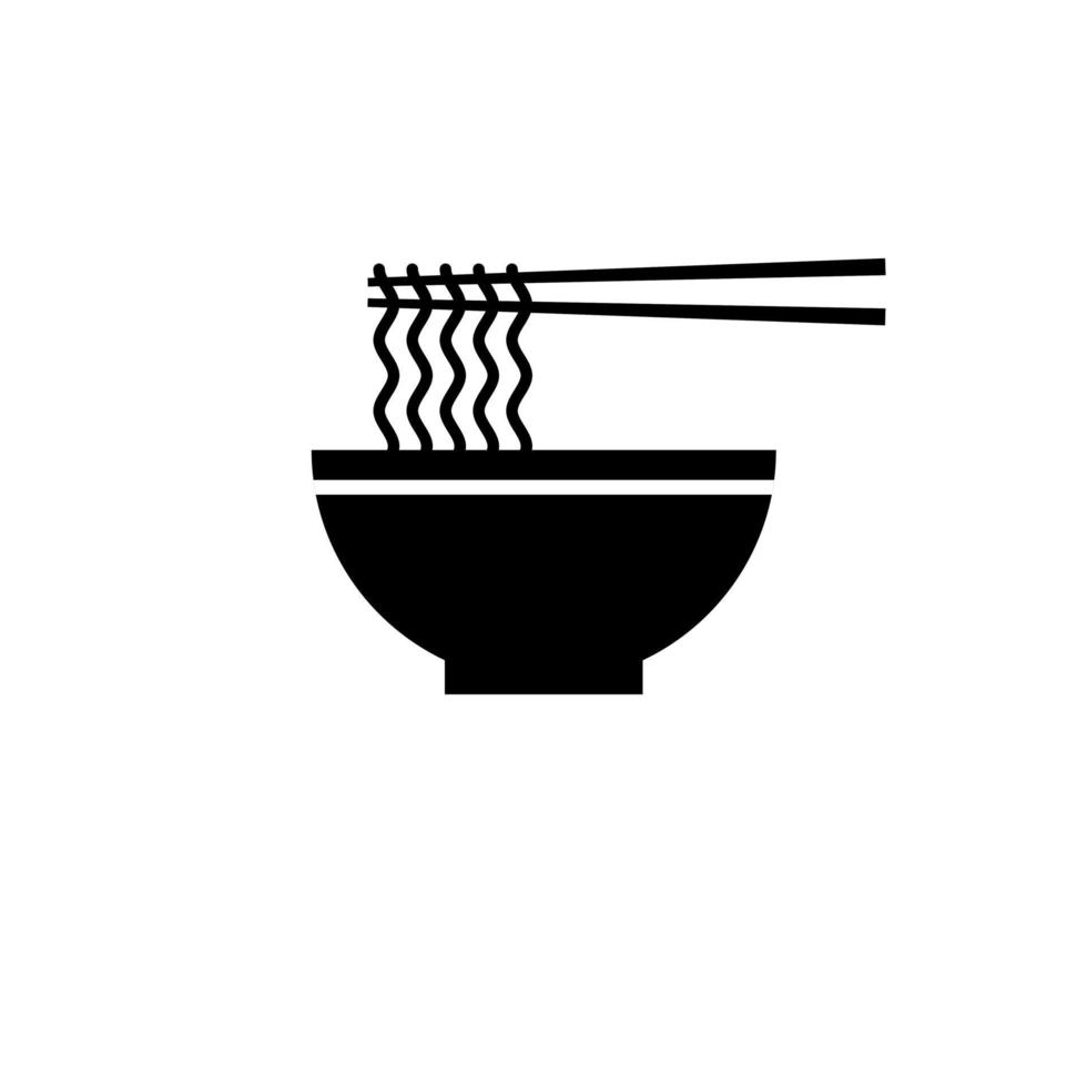 Noodle bowl logo template. Chinese food vector design. Ramen noodles illustration. Noodles in the bowl vector sign illustration icon symbol simple soup image