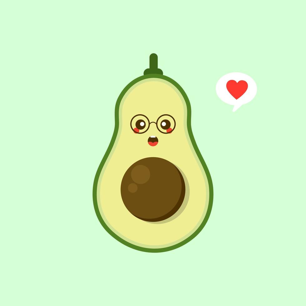 Funny happy cute happy smiling avocado. Vector flat cartoon character kawaii illustration icon. Isolated on color background. Fruit avocado concept