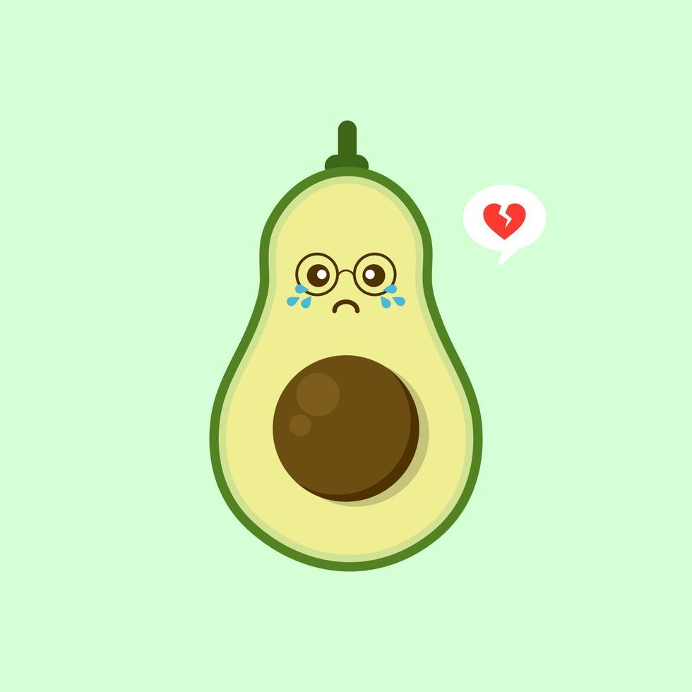 Funny happy cute happy smiling avocado. Vector flat cartoon character kawaii illustration icon. Isolated on color background. Fruit avocado concept