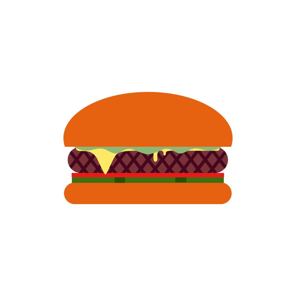 Ilustración de vector de diseño plano de hamburguesa aislado sobre fondo blanco. hamburguesa en estilo minimalista. diseño plano