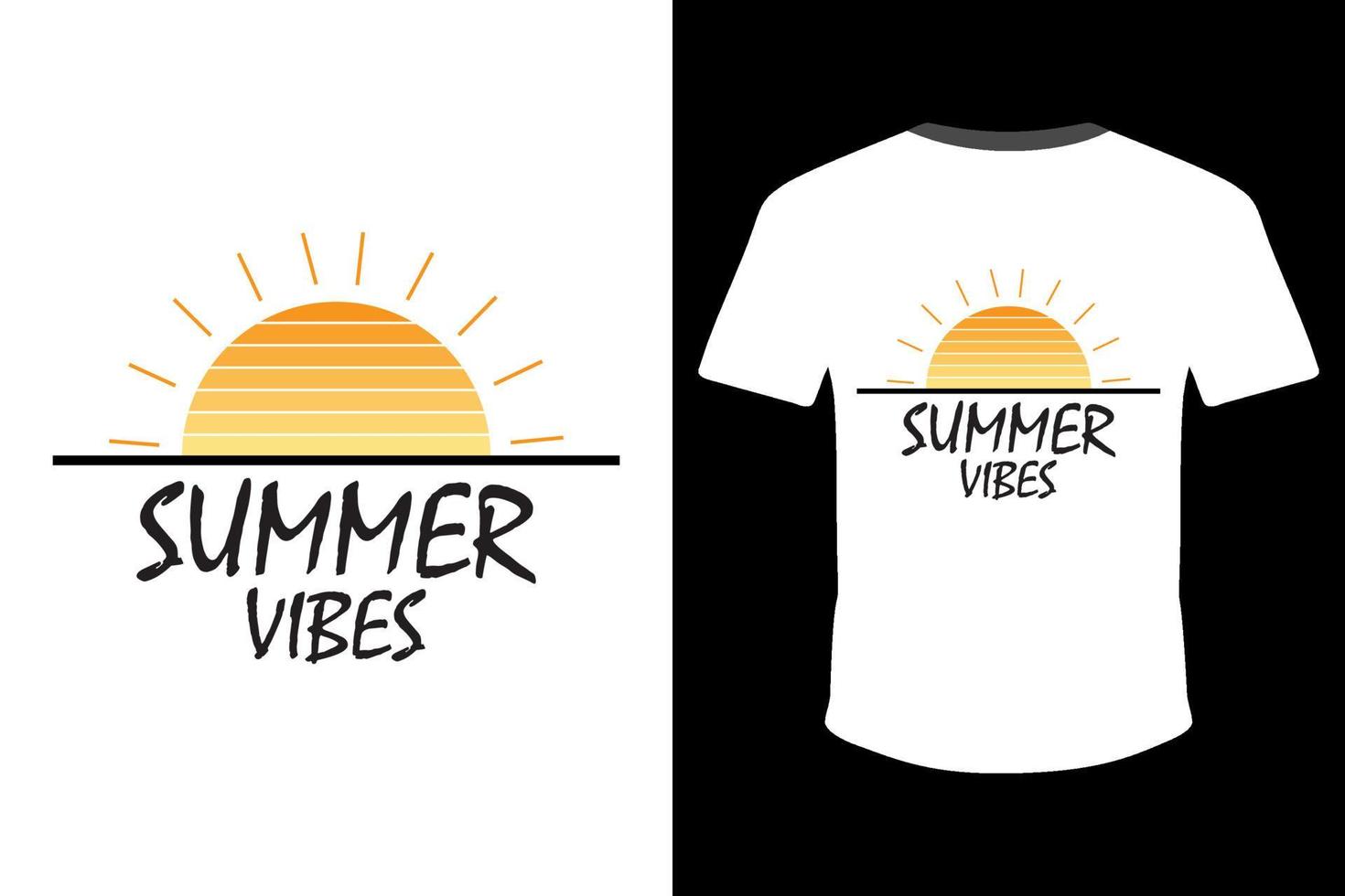 Summer Vibes T-shirt Design Template. Minimal summer vibes t-shirt Design vector