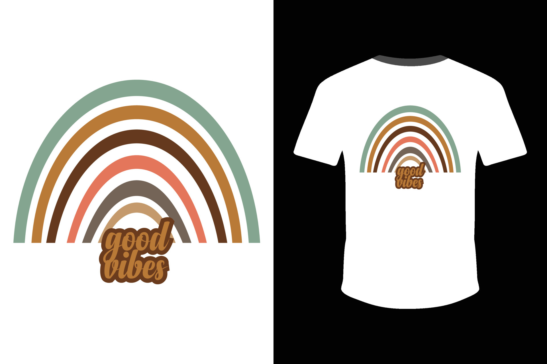 Good Vibes Rainbow t-shirt Design Tempate for Print, poster vector ...