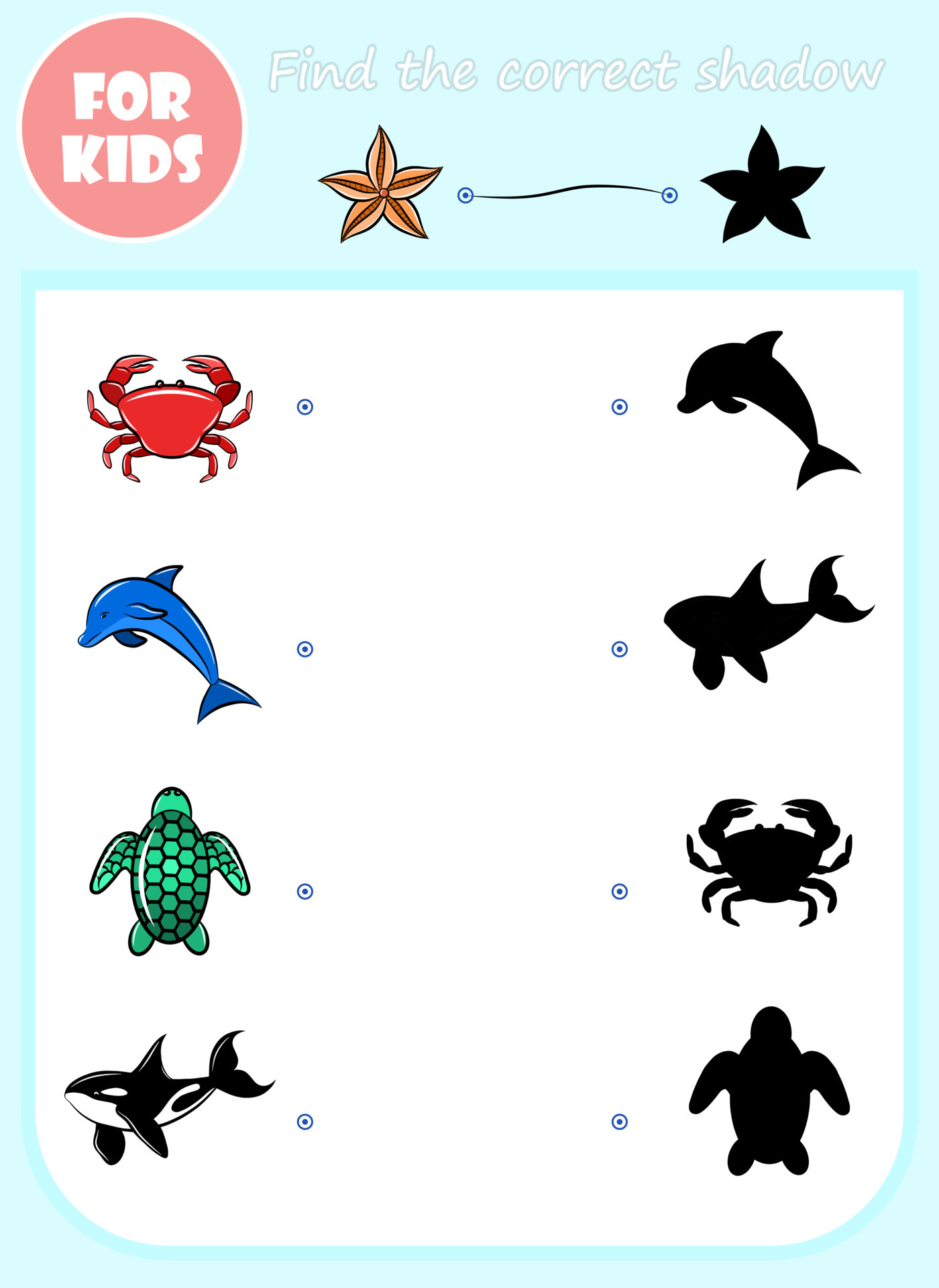 Find the correct shadow. Educational game for children. Vector