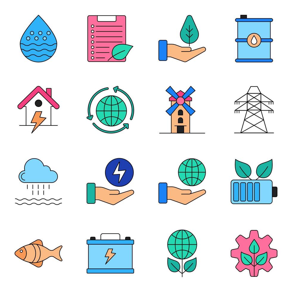 Pack of Ecology and Nature Icons vector