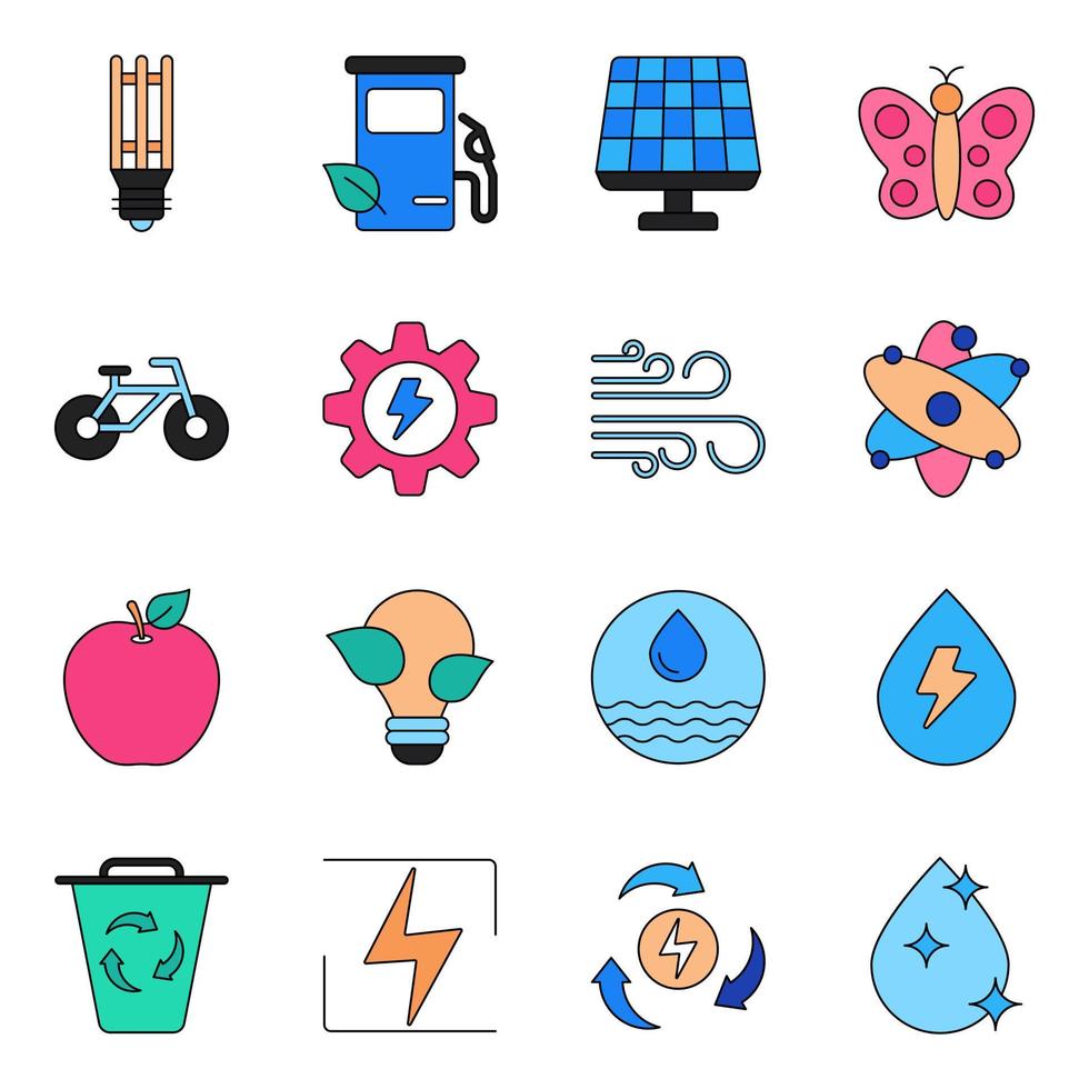 Pack of Ecology and Nature Icons vector