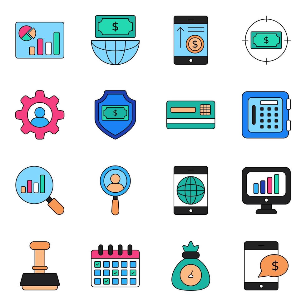 paquete de iconos de negocios y finanzas vector