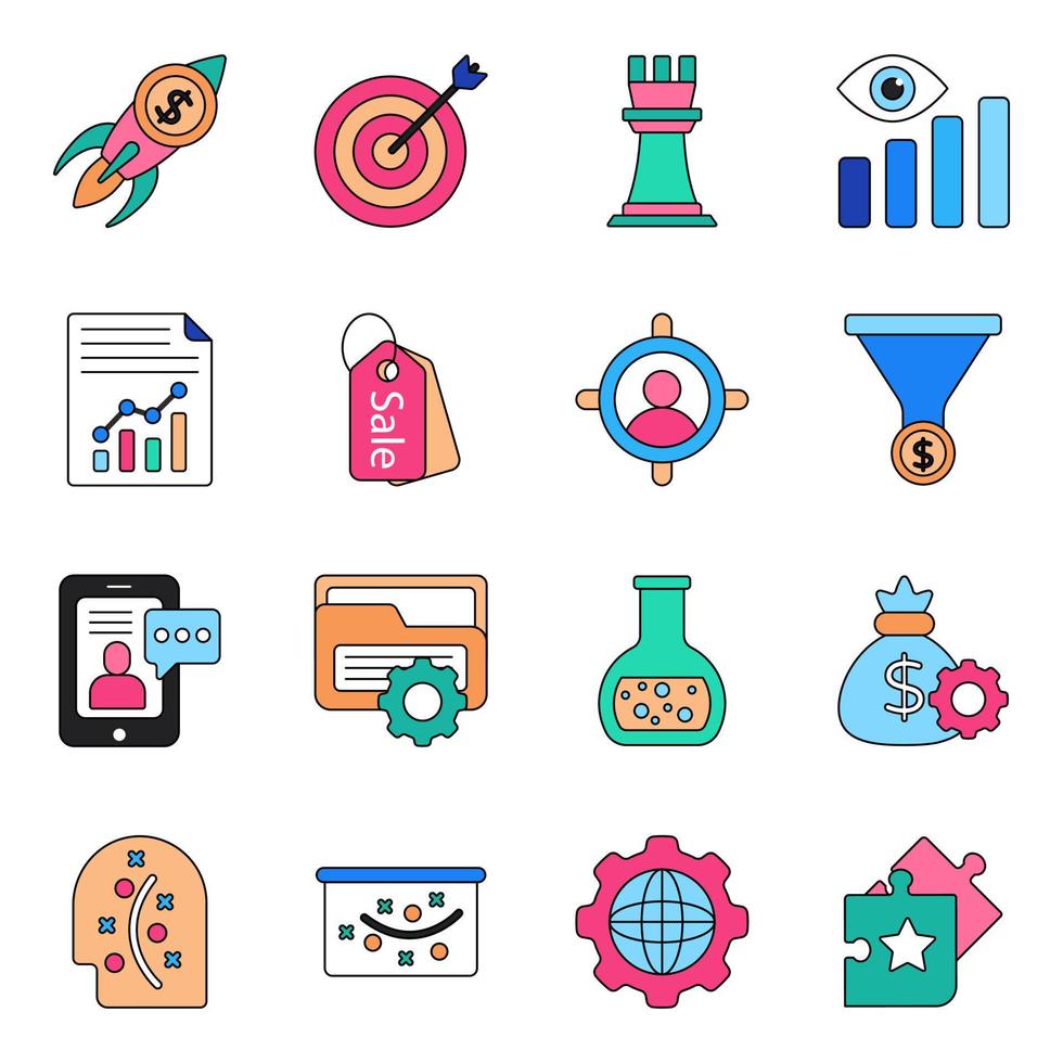 paquete de iconos de negocios y gestión vector