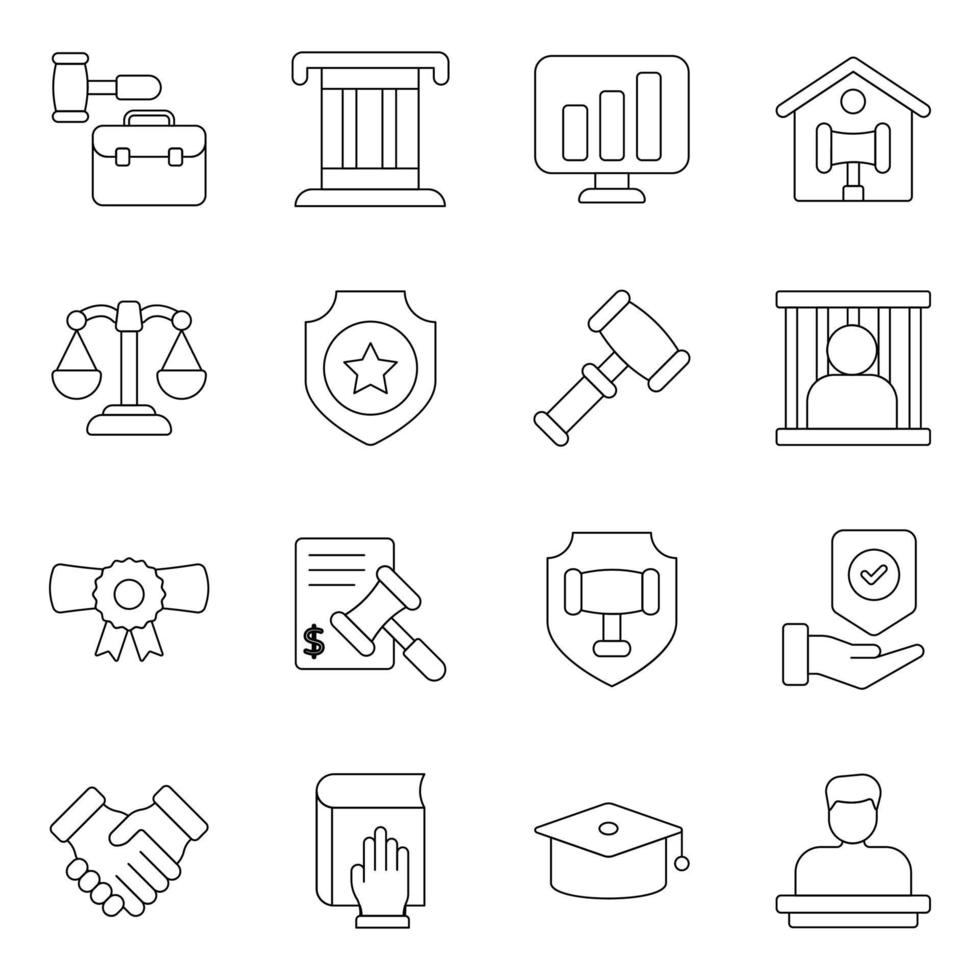 Pack of Crime and Law Icons vector