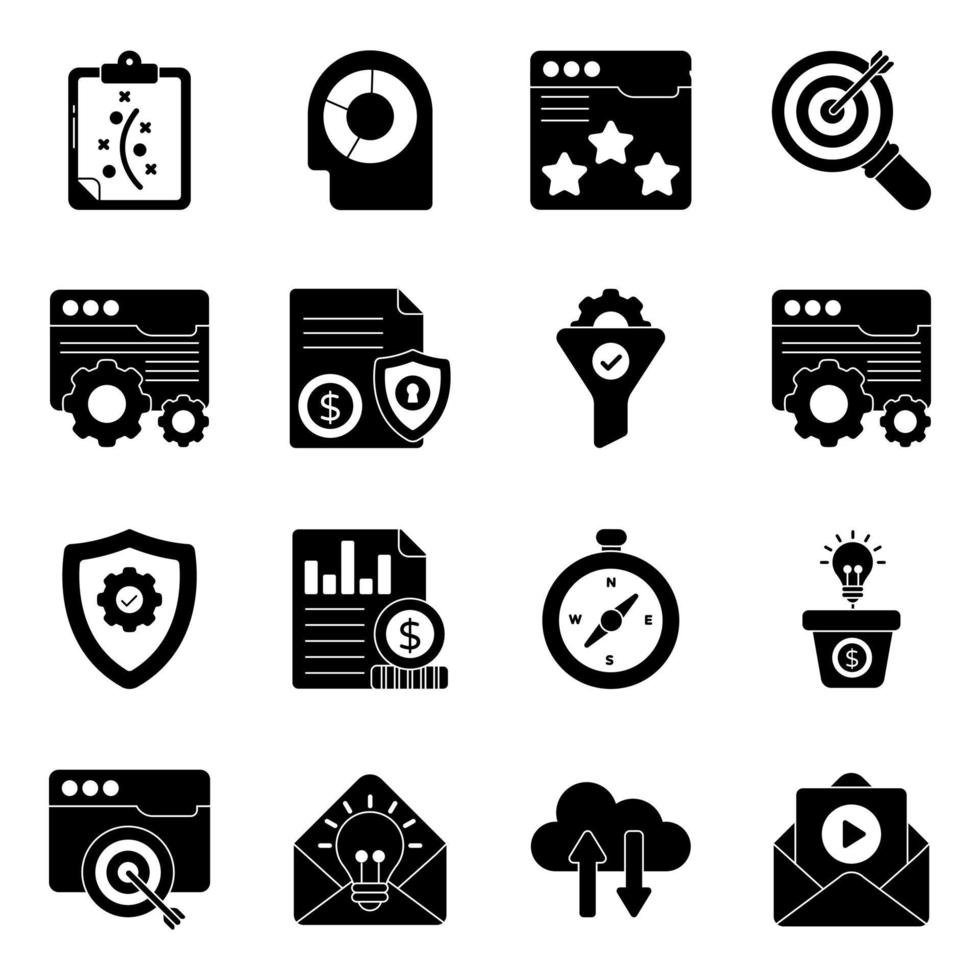 paquete de iconos de glifos de negocios vector