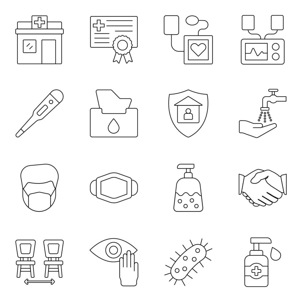 Pack of Medical And Healthcare Icons vector