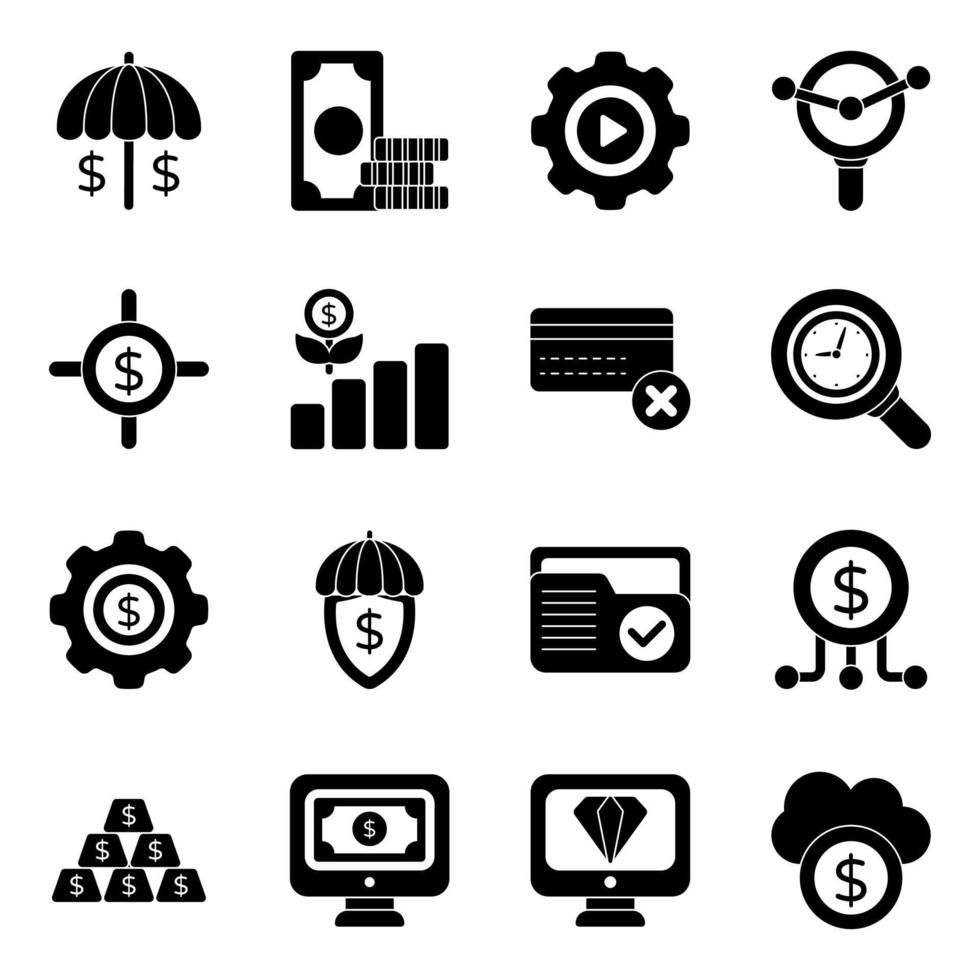 paquete de iconos de negocios y finanzas vector