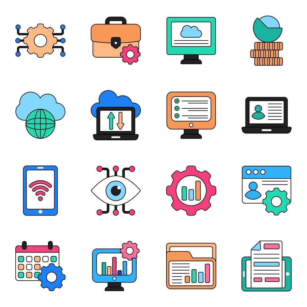 Pack of Business Intelligence Flat Icons vector