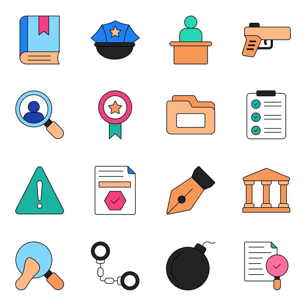 Pack of Crime and Law Icons vector