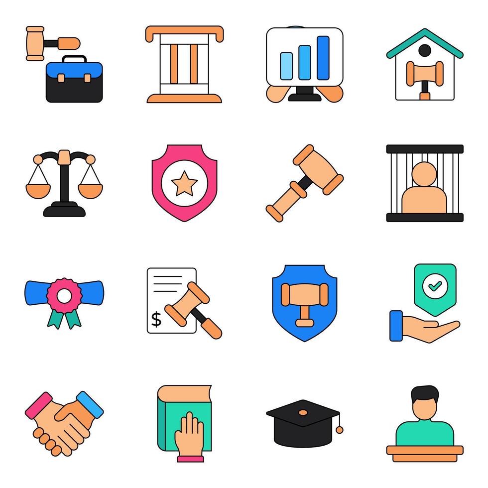 Pack of Crime and Law Icons vector