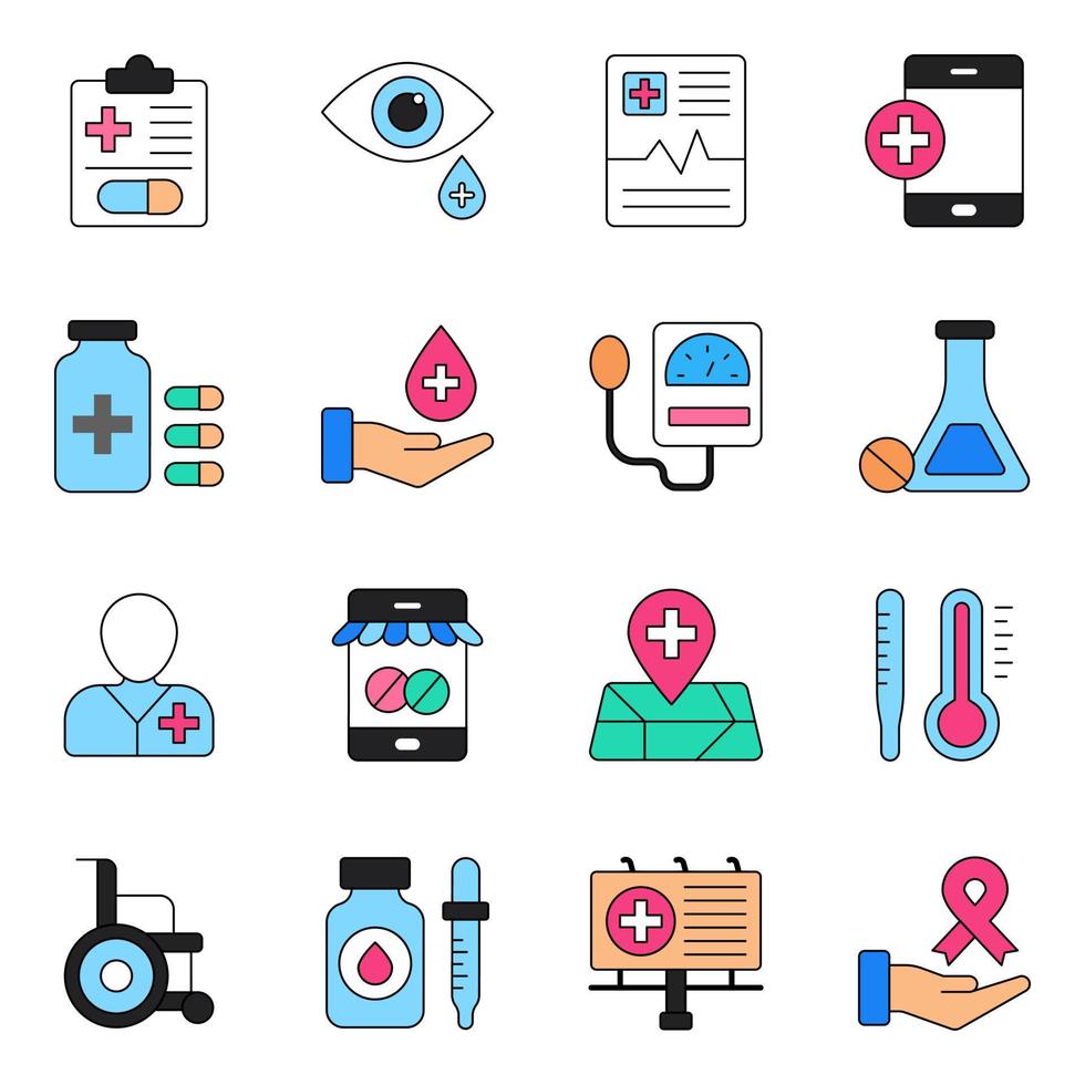 Pack of Medical And Healthcare Icons vector