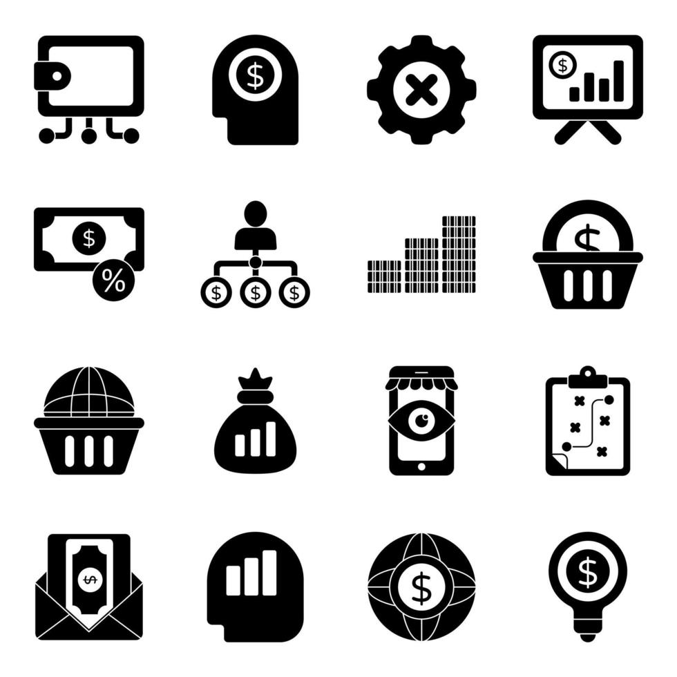 paquete de iconos de negocios y finanzas vector