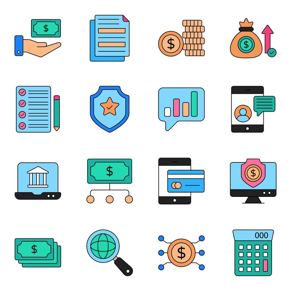 paquete de iconos de negocios y finanzas vector