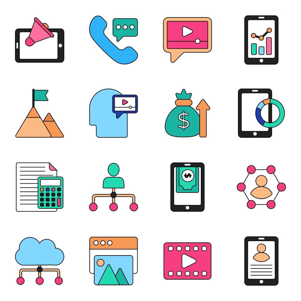 Pack of Business and Management Icons vector