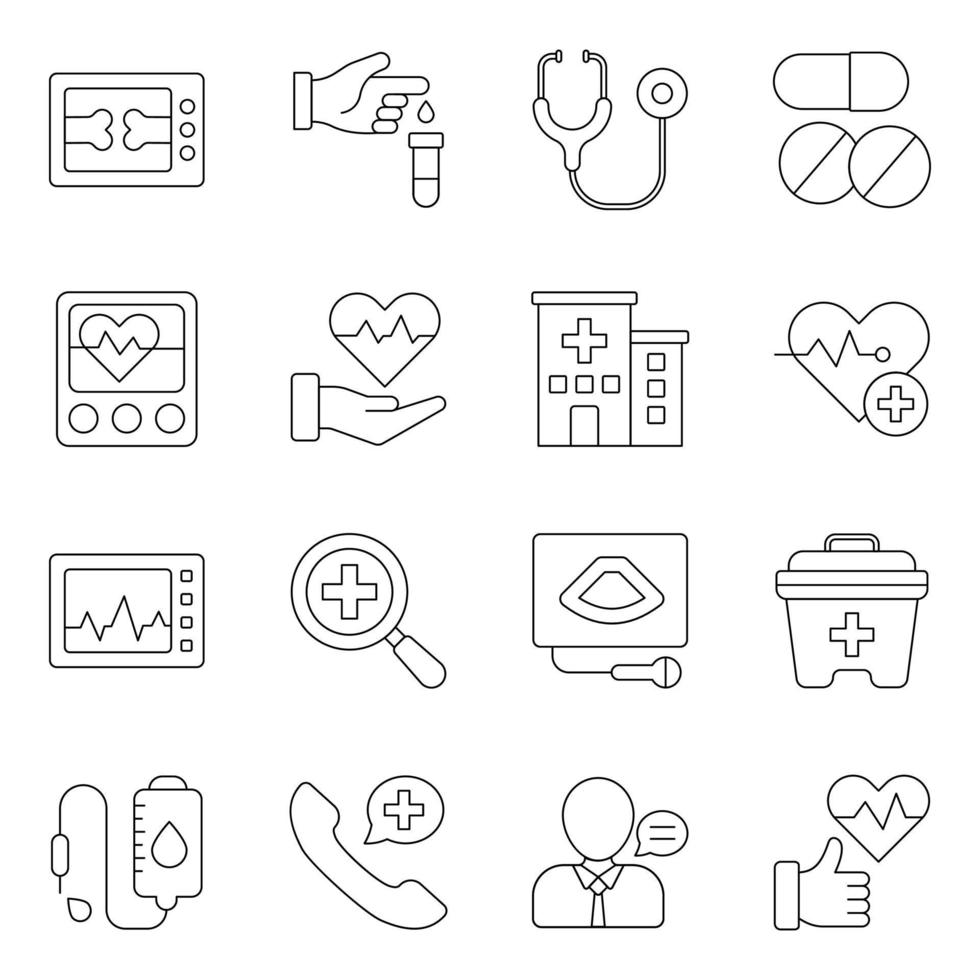 Pack of Medical And Healthcare Icons vector