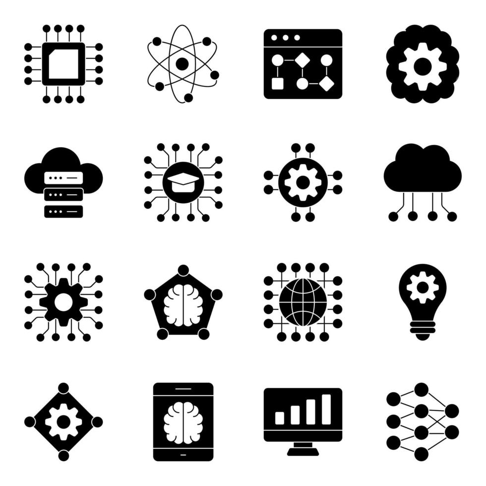 Pack of Machine Learning Flat Icons vector