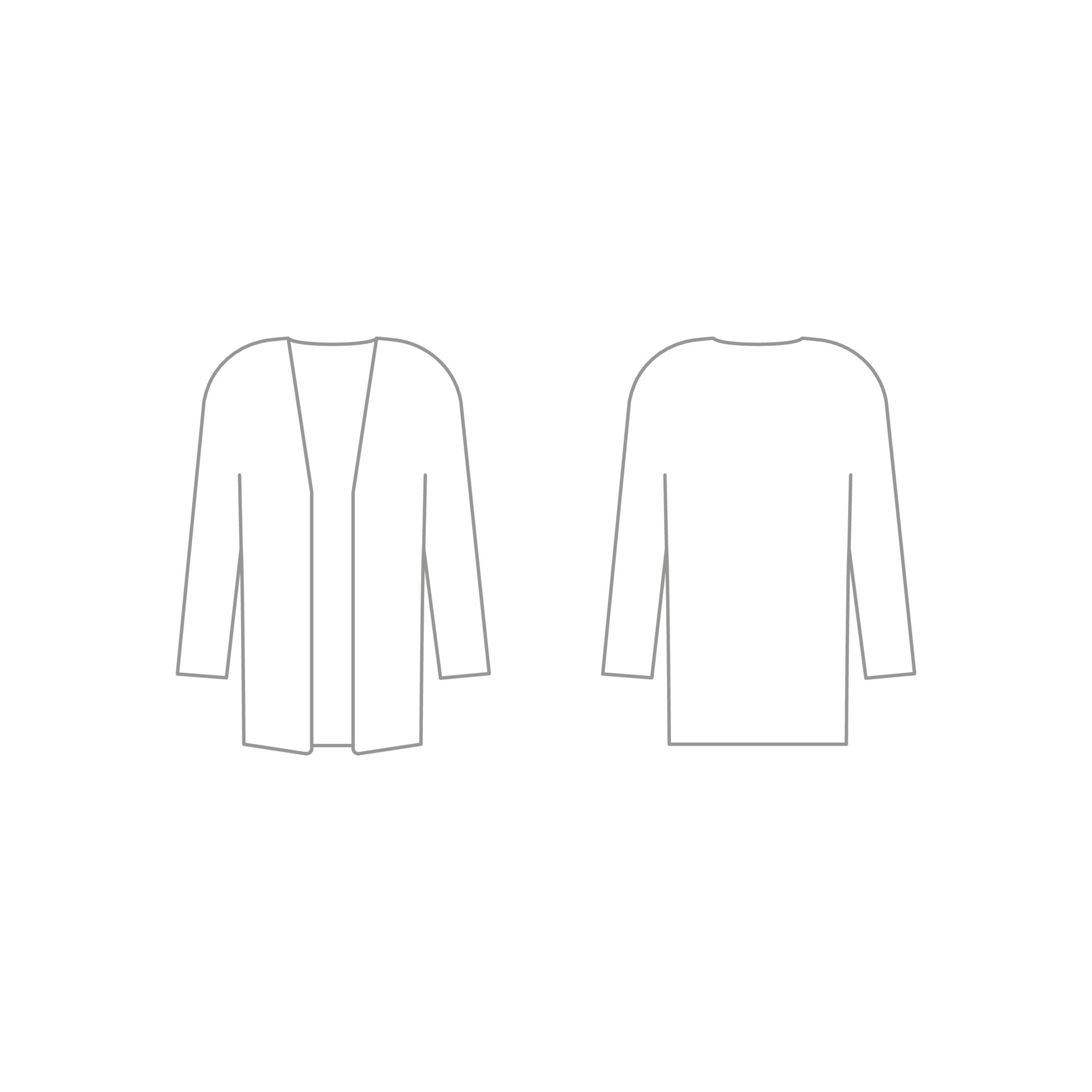 Woman cardigan clothes outline template with long Cardigan technical mockup front and back view. Vector illustration 6254311 Vector Art at Vecteezy