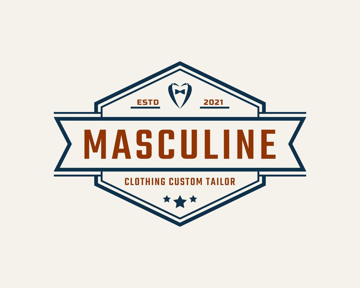 Classic Vintage Retro Label Badge for Clothing Apparel Gentleman and Masculine Logo Emblem Design Template Element vector